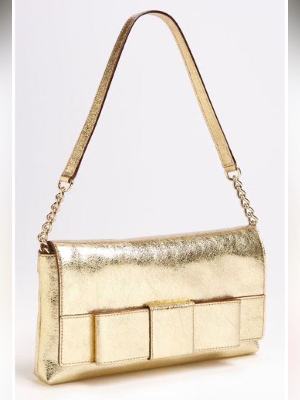 Kate Spade Ruby Street Bow Monette shoulder bag in gold metallic